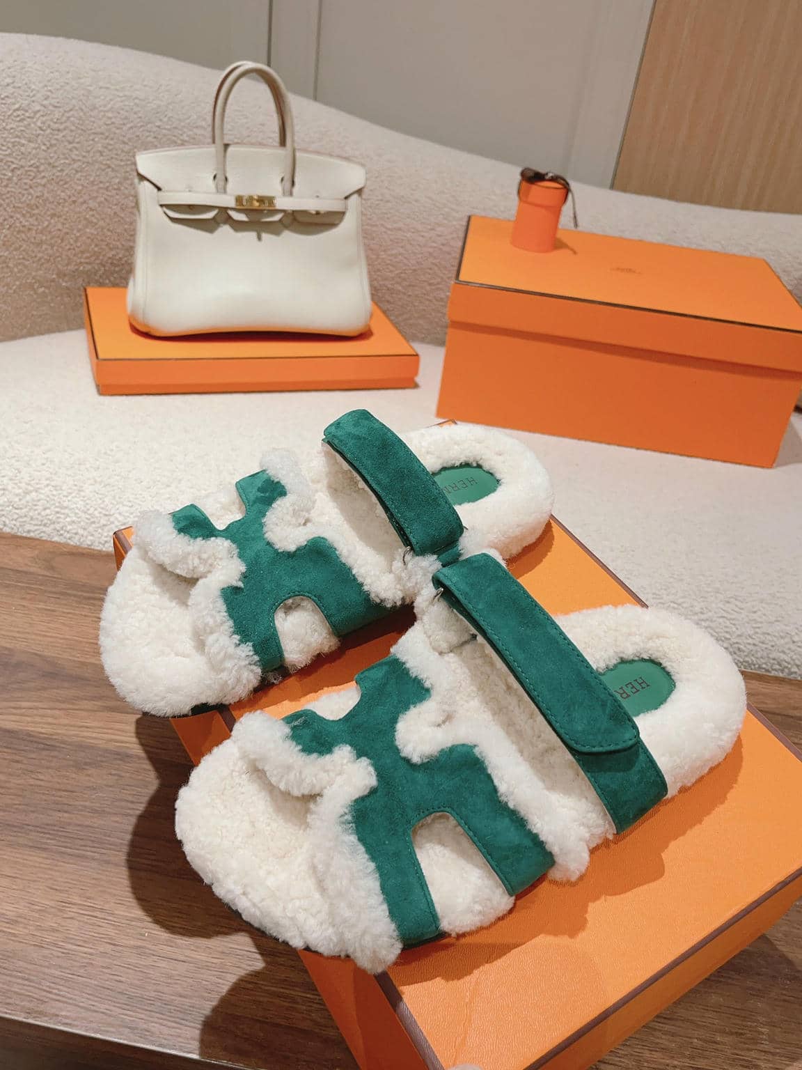 Hermès fur slippers-25
